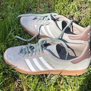 adidas Gazelle Men's Suede Sneakers in Sage Green & White with Tan Sole